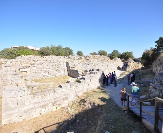 Stone walls at the archaeological site of Troy