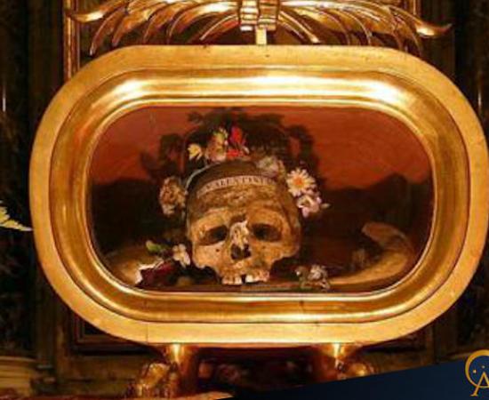  Relic of St. Valentine in the church of Santa Maria in Cosmedin, Rome, Italy.