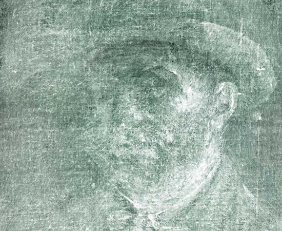 Section of X-ray image of Vincent van Gogh self-portrait discovered at the back of another van Gogh painting housed in Edinburgh. Source: National Galleries of Scotland