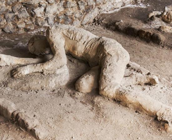 Some of the victims of Pompeii were sitting, some lying when the superhot gas cloud enveloped them. 