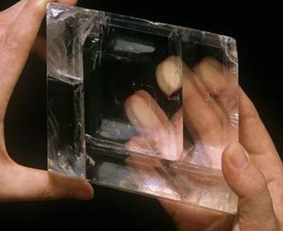 A calcite crystal found on an Elizabethan ship believed to have helped the Vikings navigate the seas. 