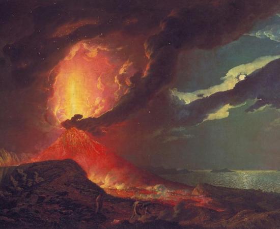 The dramatic eruption of Mt Vesuvius. 