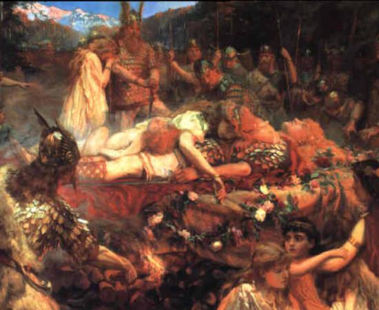 Painting by Charles Ernest Butler, 1909: ‘Death of a Viking Warrior.’