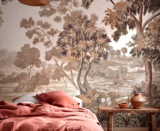Customized wallpaper mural of ancient landscape.