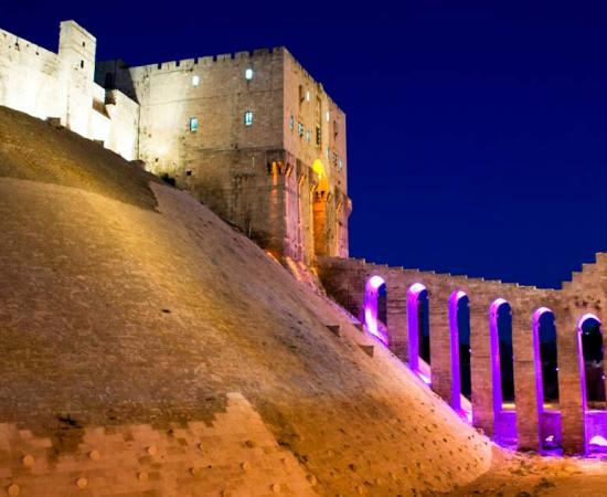 Night view of the Old Citadel of Aleppo, Syria. Source: holdeneye/Adobe Stock