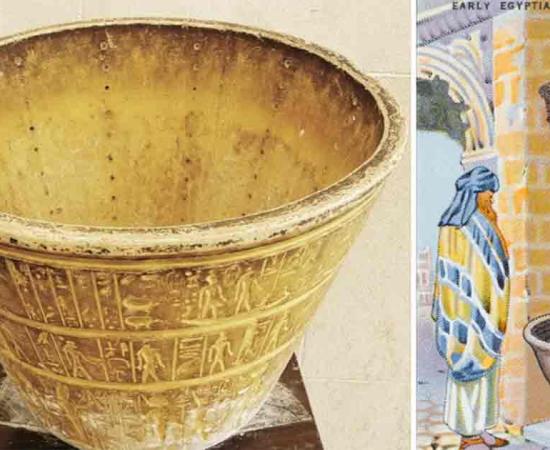 Images of the Ancient water clock, the Egyptian Clepsydra. Source: Left; Archivist/Adobe Stock, Right; Egypt Museum