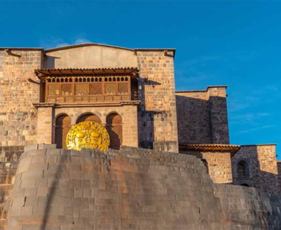 The Inca sun temple or Qorikancha in Cusco city during Inti Raymi, hence the solar disk. Source: SL-Photography/Adobe Stock
