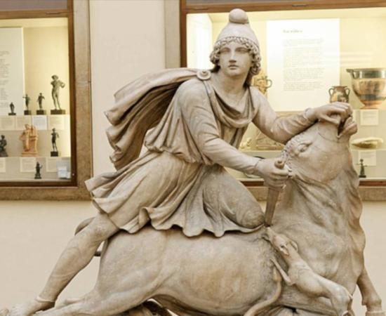 Mithras sacrificing a bull.