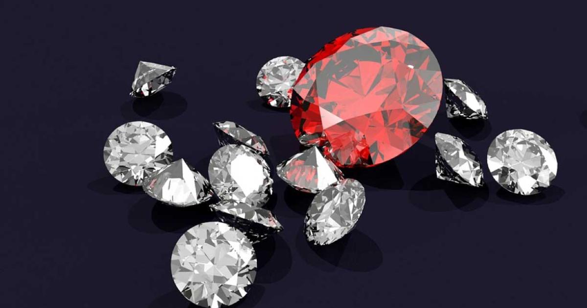 Diamonds and ruby. 