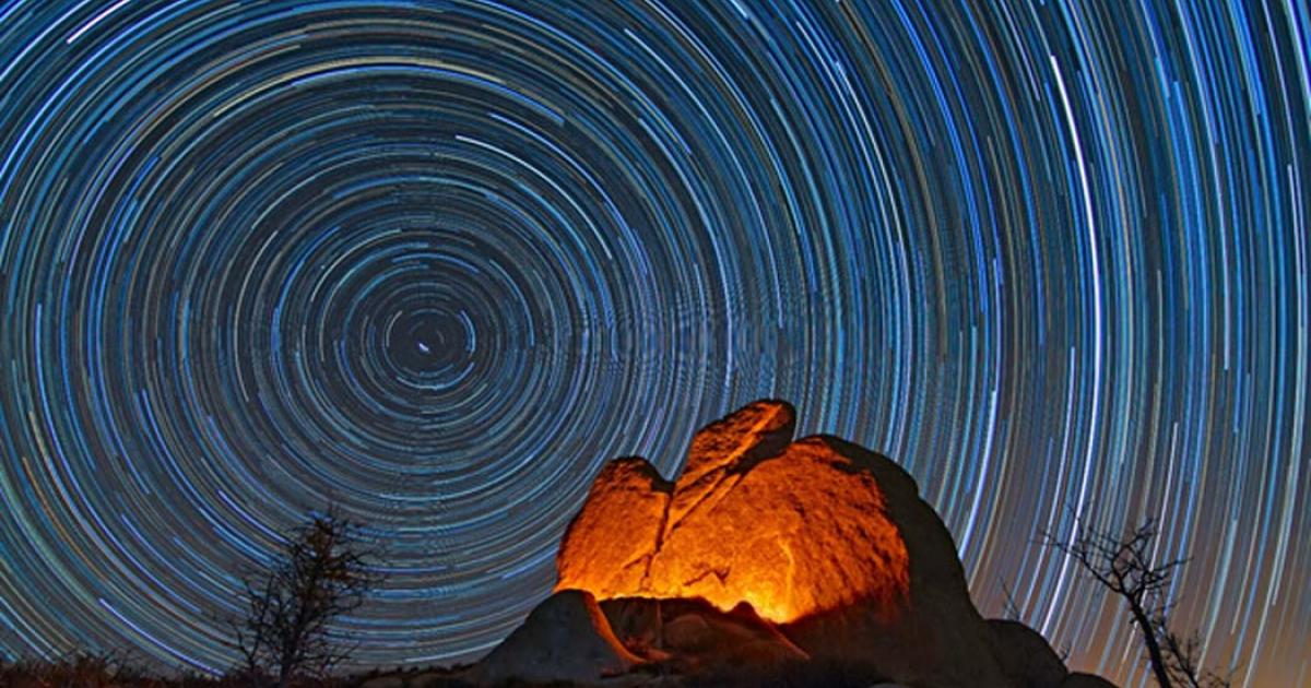  Argimusco - Star Trail behind the Eagle Monolith