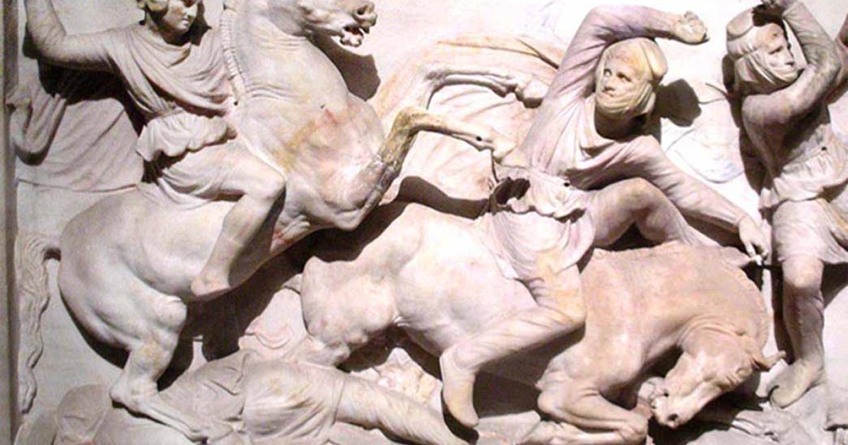 Detail of the Alexander Sarcophagus located in the Istanbul Archaeology Museum. Here Alexander fights the Persians at the Battle of Issus. (CC BY-SA 2.5)