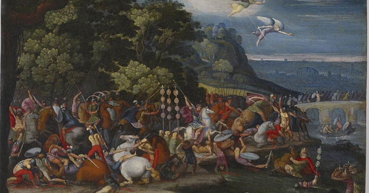 Constantine the Great at the Milvian Bridge after Giulio Romano (1640) Walters Museum of Art (Public Domain)