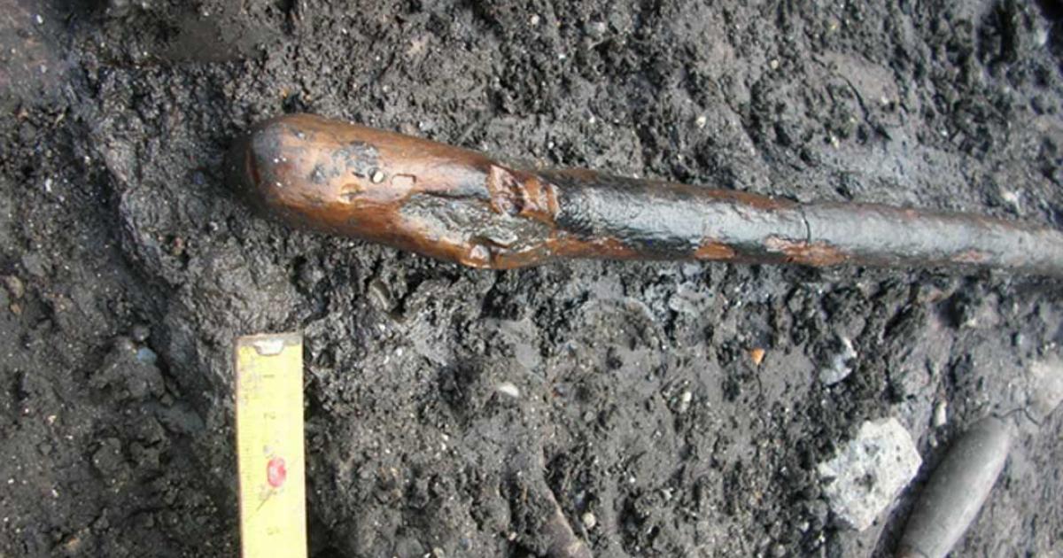 Handle of one of the wooden tools from the Poggetti Vecchi site.