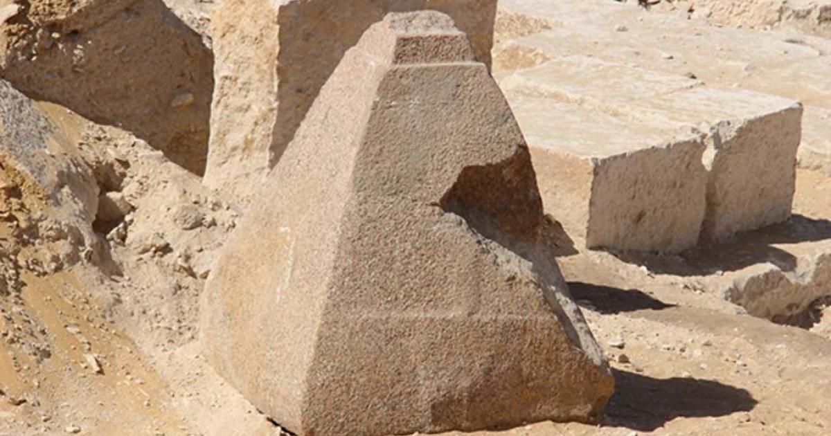 The newly-discovered pyramidion. 