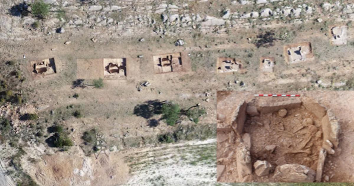 Aerial view of the necropolis at Panoría in Granada, Spain. 