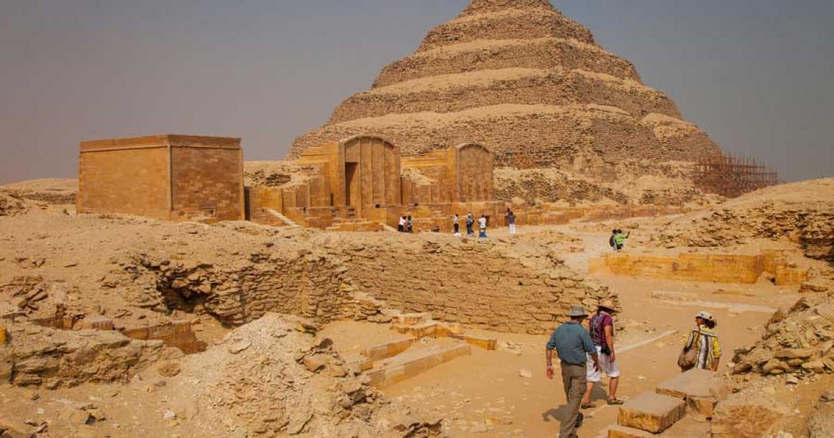 The 6th Dynasty clerk’s tomb was found near the dry moat of the Pyramid of Djoser in Saqqara, shown here. 	Source: JUAN CARLOS MUNOZ / Adobe Stock