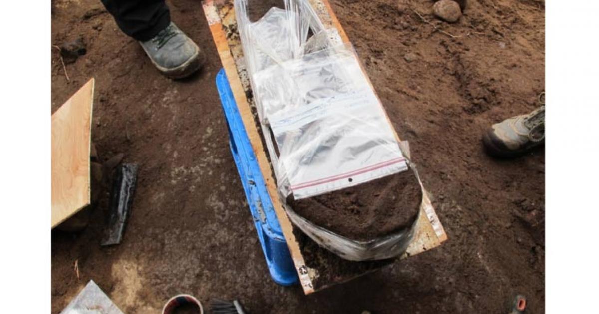 The careful removal of Stone Age remains from excavation at Stokke