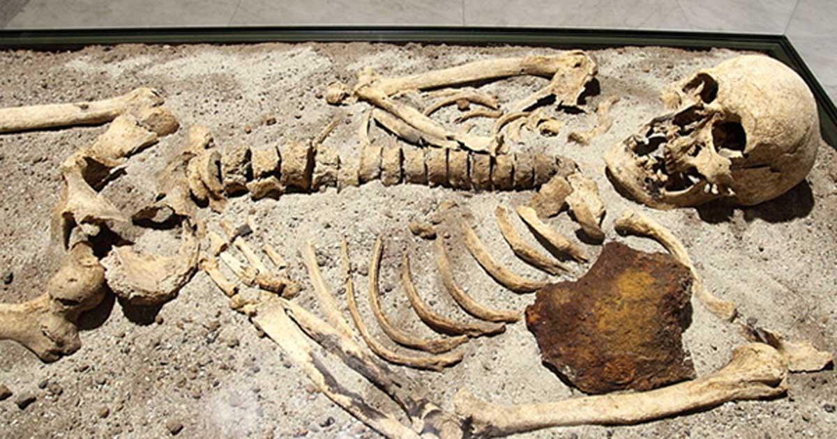 The 800-year-old skeleton found in Bulgaria stabbed through the chest with iron rod. 
