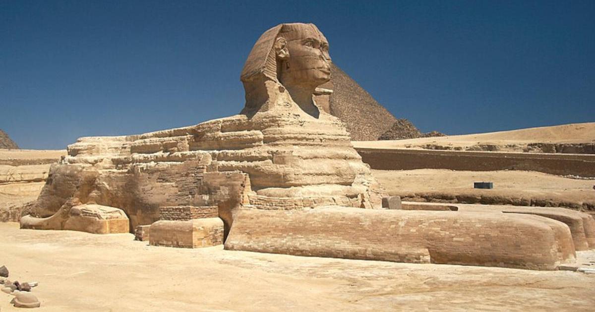 The Great Sphinx of Egypt, one of the world’s most famous monuments, which was first excavated around 1,400 BC by Thutmose IV.