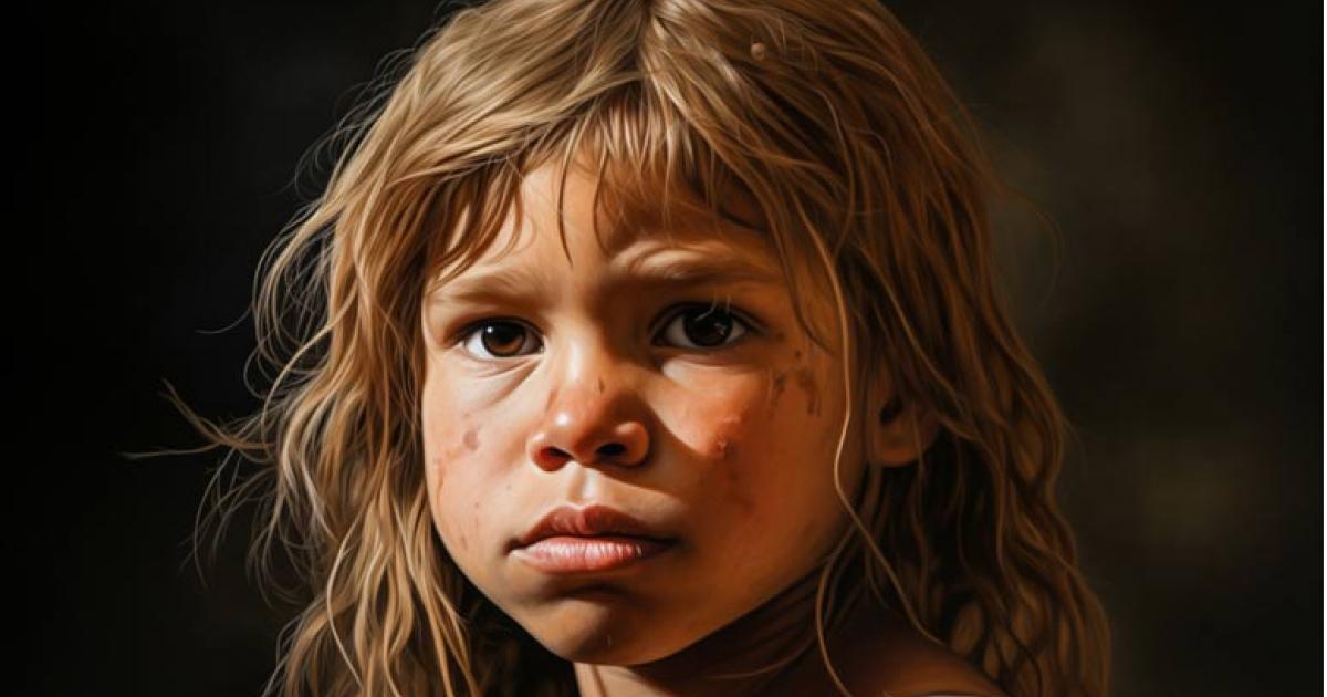 AI image representative of a Neanderthal child.	Source: robert/Adobe Stock