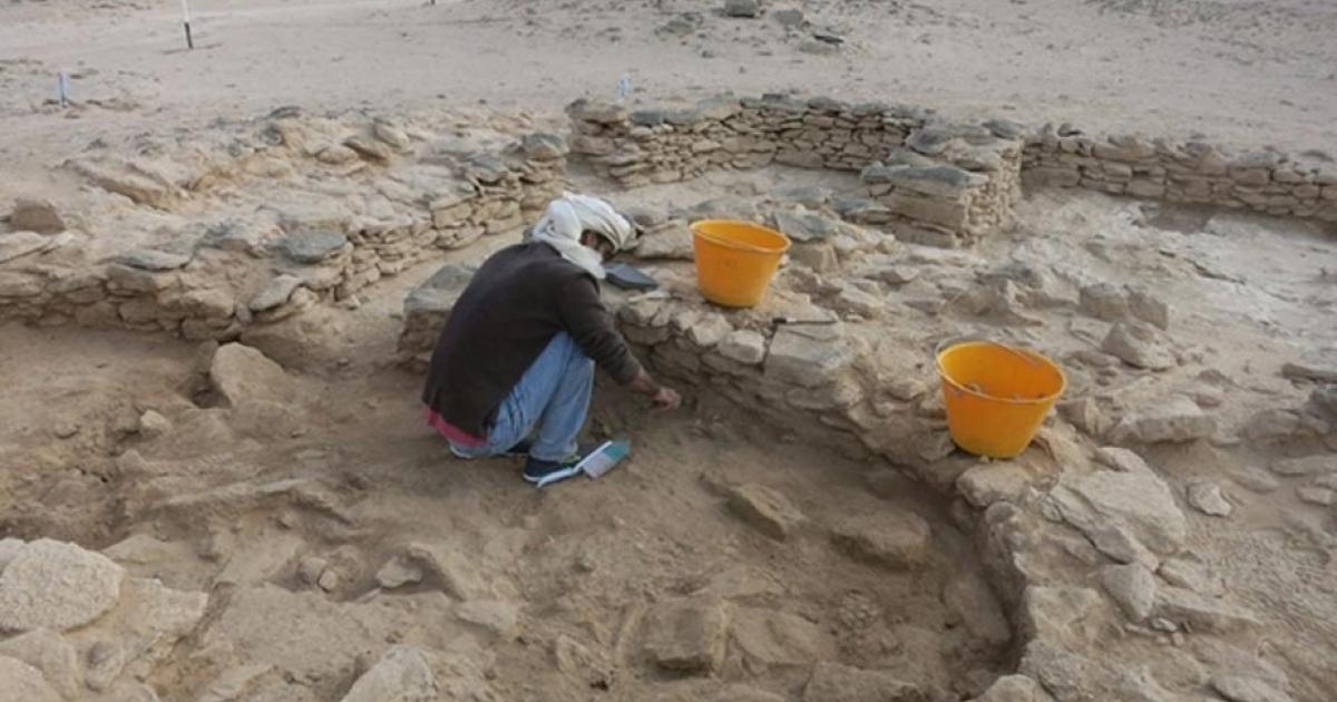 Abdulla Al Kaabi, who discovered the human remains, at work on site on Marawah. 