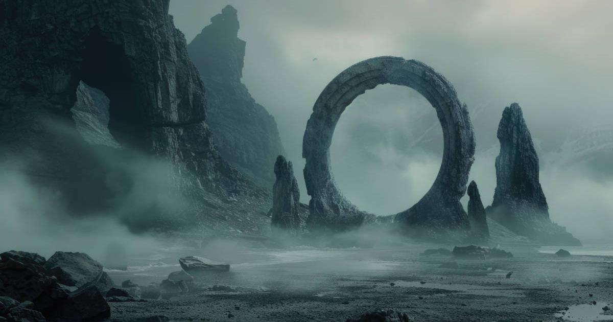 AI Representation of a stone stargate, hinting at ancient advancement.