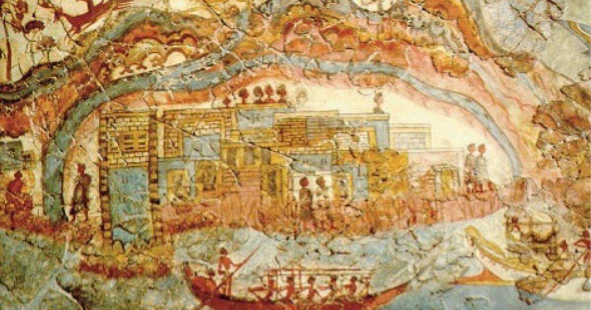 Detail of Minoan painting, from Akrotiri, the Ship Procession.