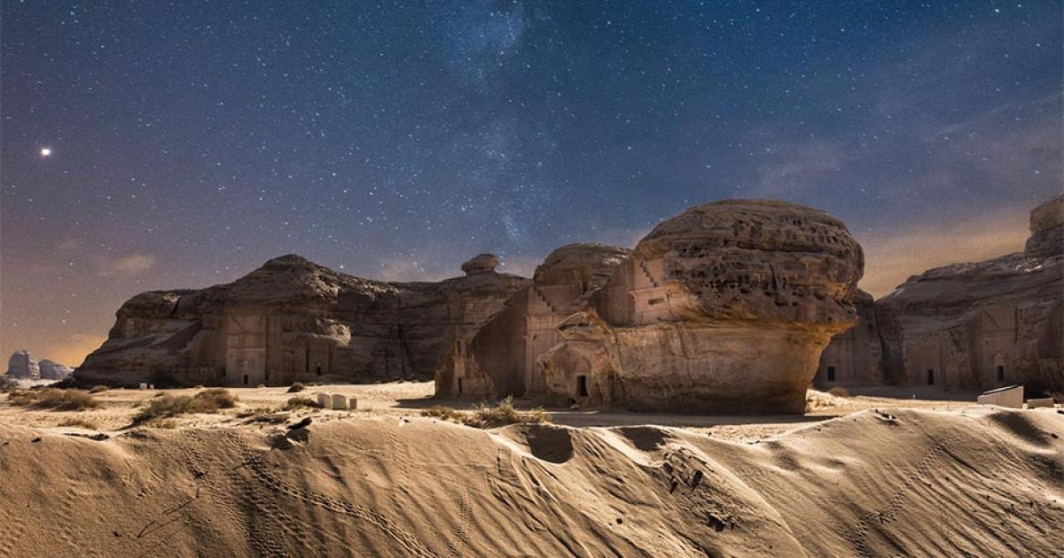 The ancient tombs at Al-Ula during night time.          Source: OMAR A.THIAB / Adobe stock
