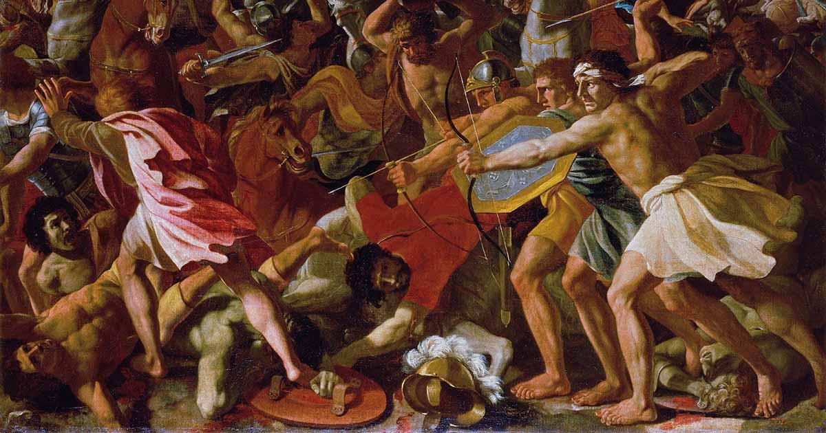 Detail from Nicolas Poussin’s depiction of the Biblical story of Joshua’s victory over the Amalek. Source: Public domain