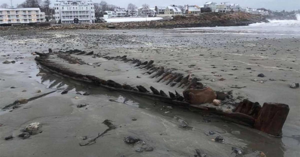 This mysterious American shipwreck is only revealed in the sands following some storms. Source: York Maine Police Department