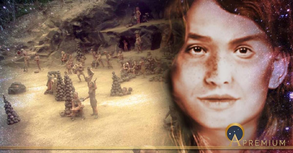 Reconstruction of a Guanche settlement of Tenerife (CC BY-SA 3.0) and reconstructed face(Provided by author) Deriv.