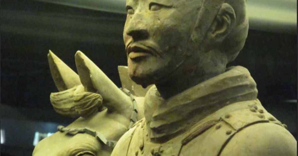 A detail of a Chinese warrior from the Terracotta Army.         Source: Sam Steiner/CC BY-NC-SA 4.0