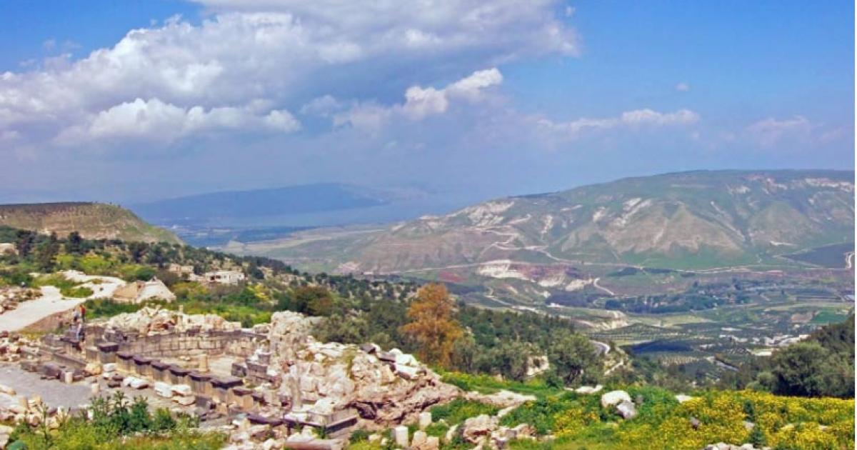 Sea of Galilee and southern Golan Heights, from Umm Qais, Jordan