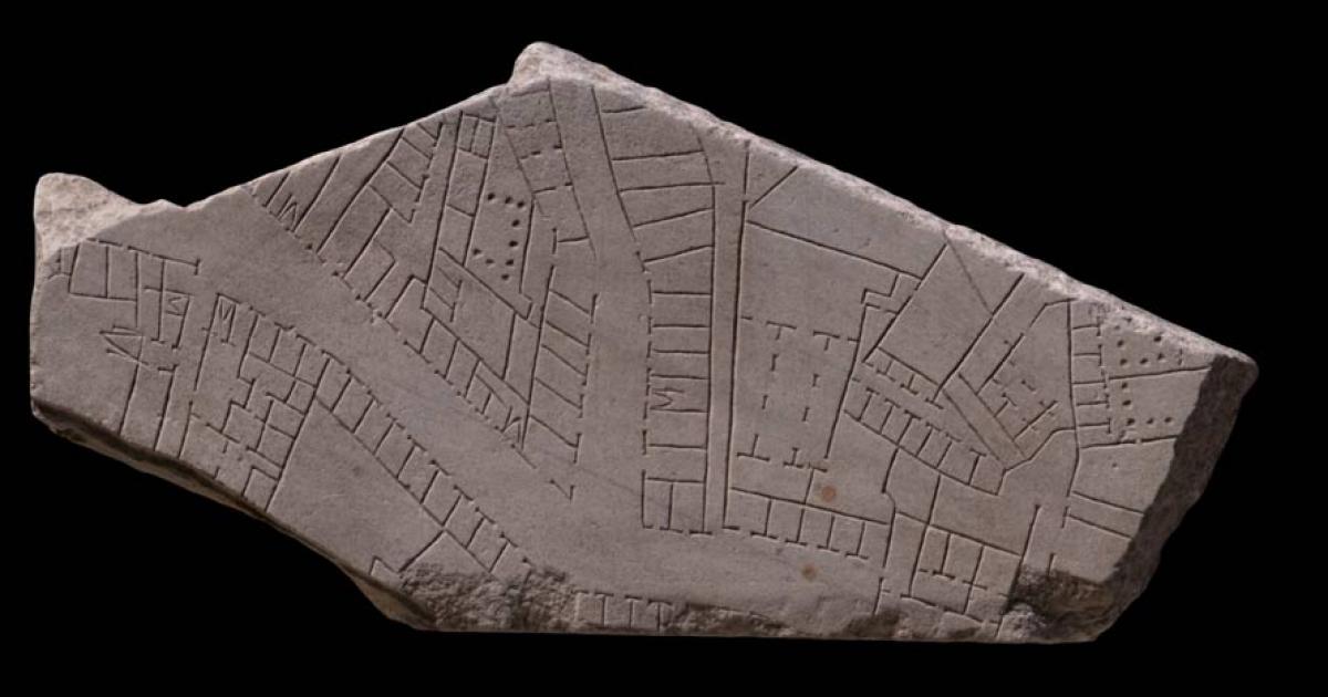 A fragment of the Forma Urbis Romae map 