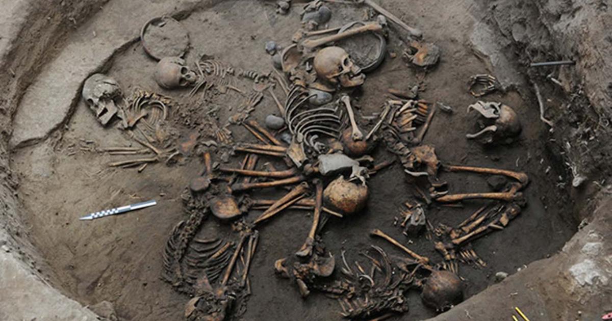 The 10 skeletons were arranged in a spiral pattern found at Tlalpan, Mexico City