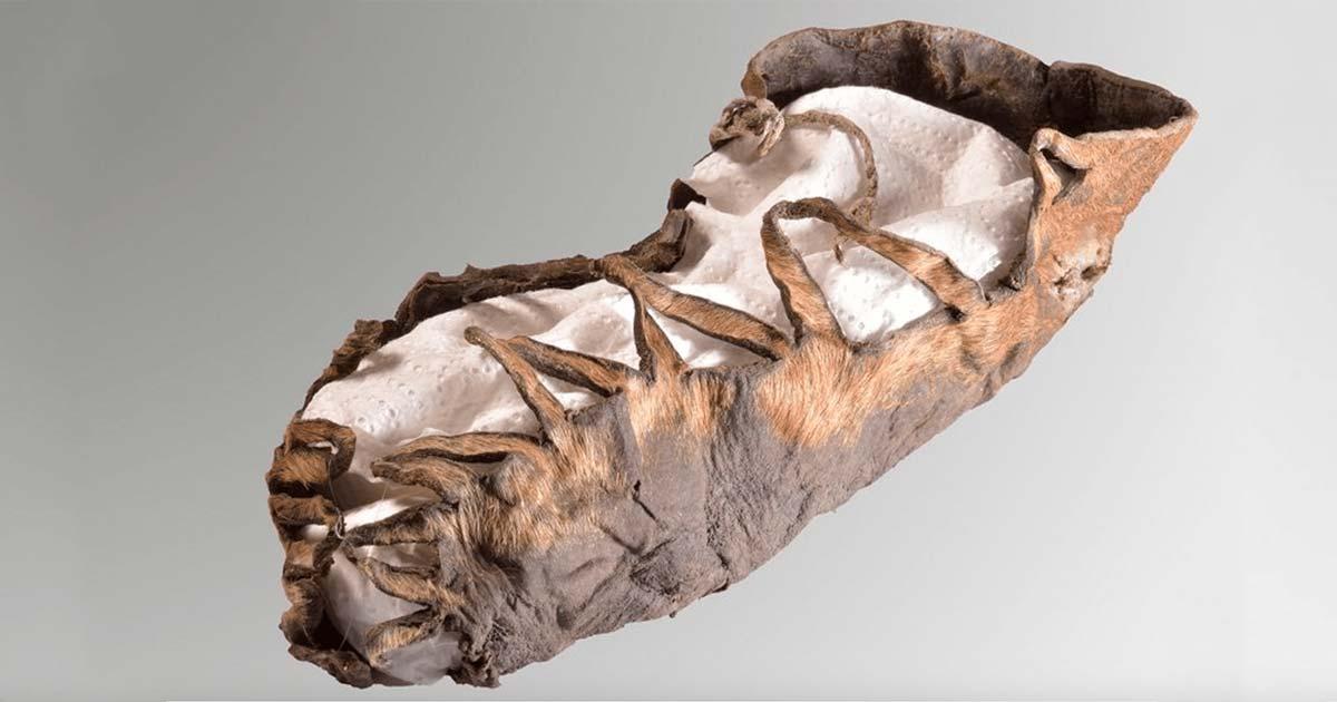 An ancient shoe made from animal skin. Credit: German Mining Museum.
