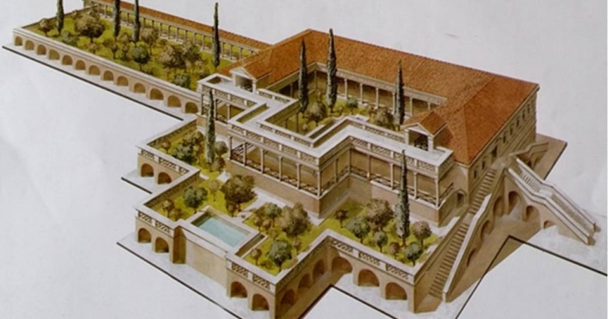 Illustrated reconstruction shows how the luxurious villa may have looked during its height.