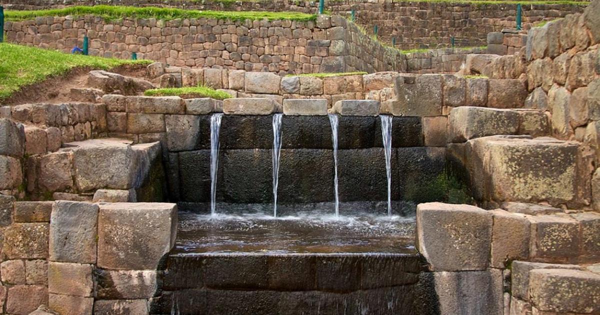 Ancient water spouts at Tipón, Peru 