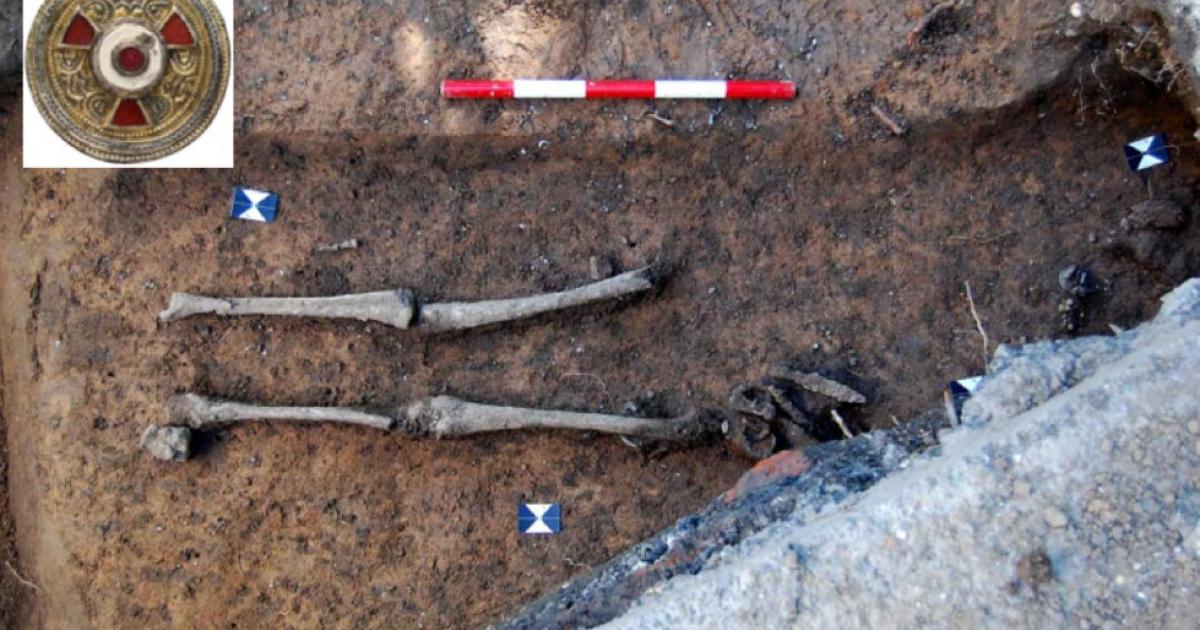 Anglo-Saxon Grave of high-status female found with grave goods.     Source: Canterbury Trust