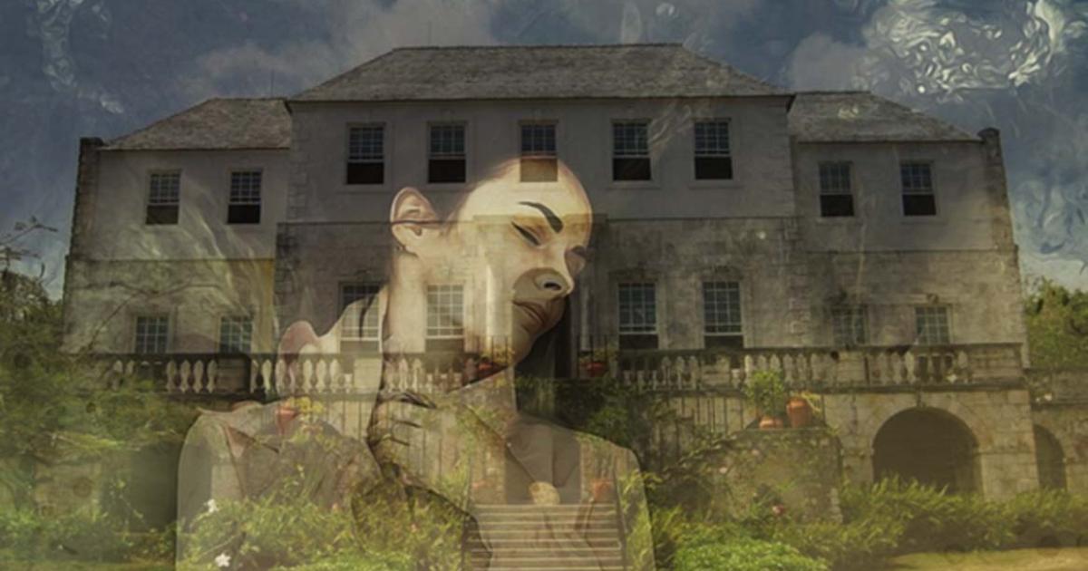 Painting of a ghostly looking woman. (Public Domain) Rose Hall, the estate house of a former sugar plantation, in Jamaica. 