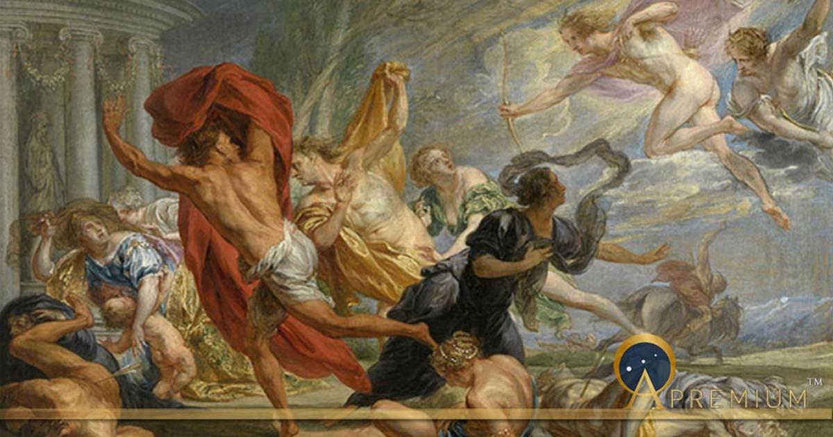 Apollo and Diana killing the children of Niobe by Jan Boeckhorst  (1668)