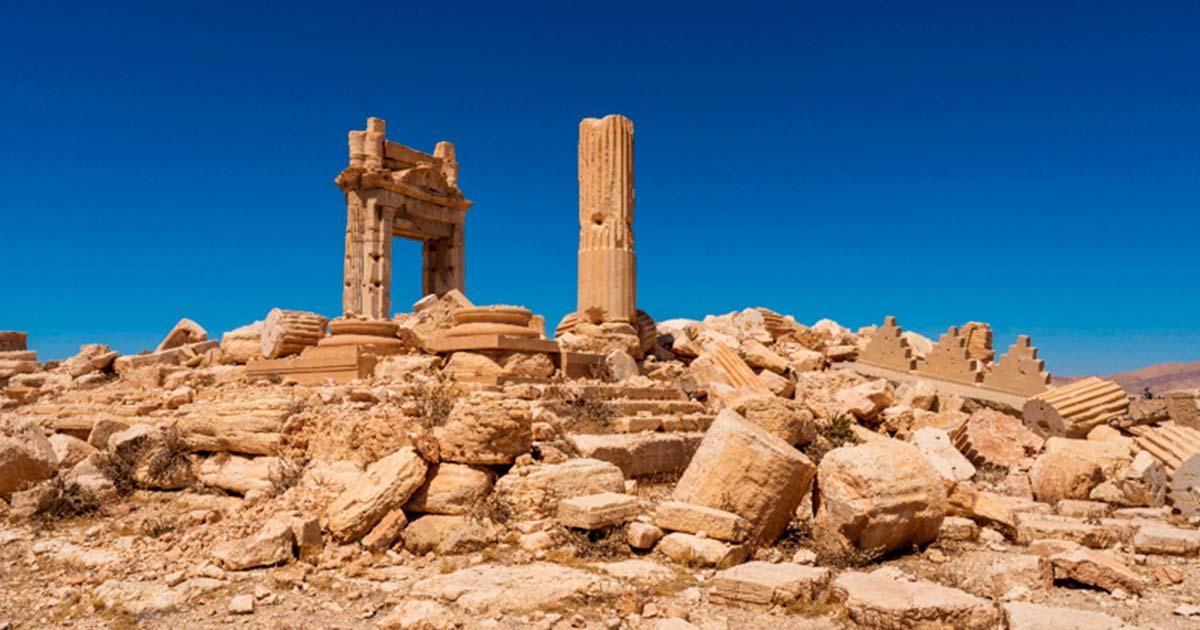 Temple of Bel, an ancient temple in Palmyra, Syria. The temple was destroyed by ISIS in 2015. Source: Janos/Adobe Stock