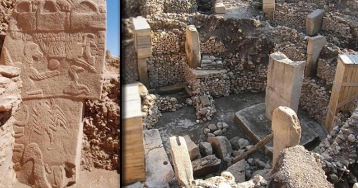 [Left], Photo of the Vulture Stone of Göbekli Tepe. (Alistair Coombs). [Right], Archaeological site of Göbekli Tepe in Turkey.