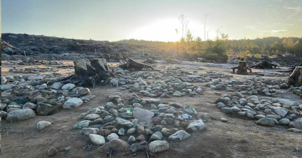 Archaeologists at work in a large burial field in southeastern Norway, where 40 circular stone formations with cremated bone remains, mostly from children, were found.	Source: Guro Fossum/Museum of Cultural History/ University of Oslo