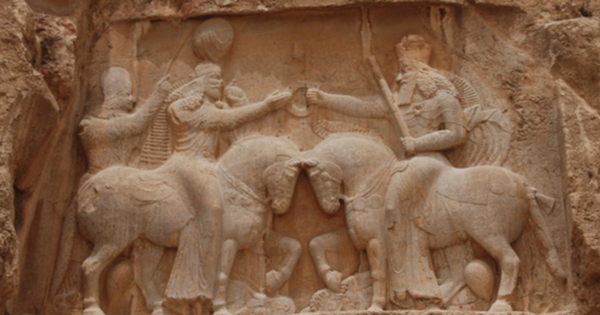 The investiture of Ardashir I, famous carving from Naqsh-e Rustam, Iran. 