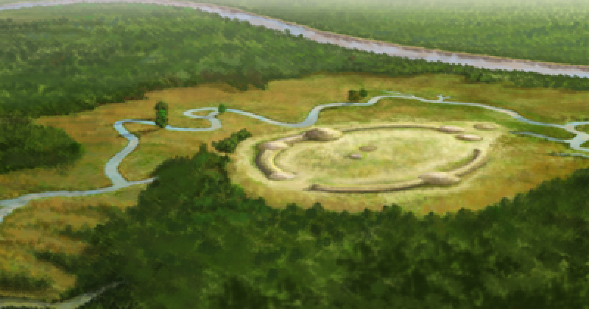 Artistic reconstruction of the prehistoric Watson Brake mounds
