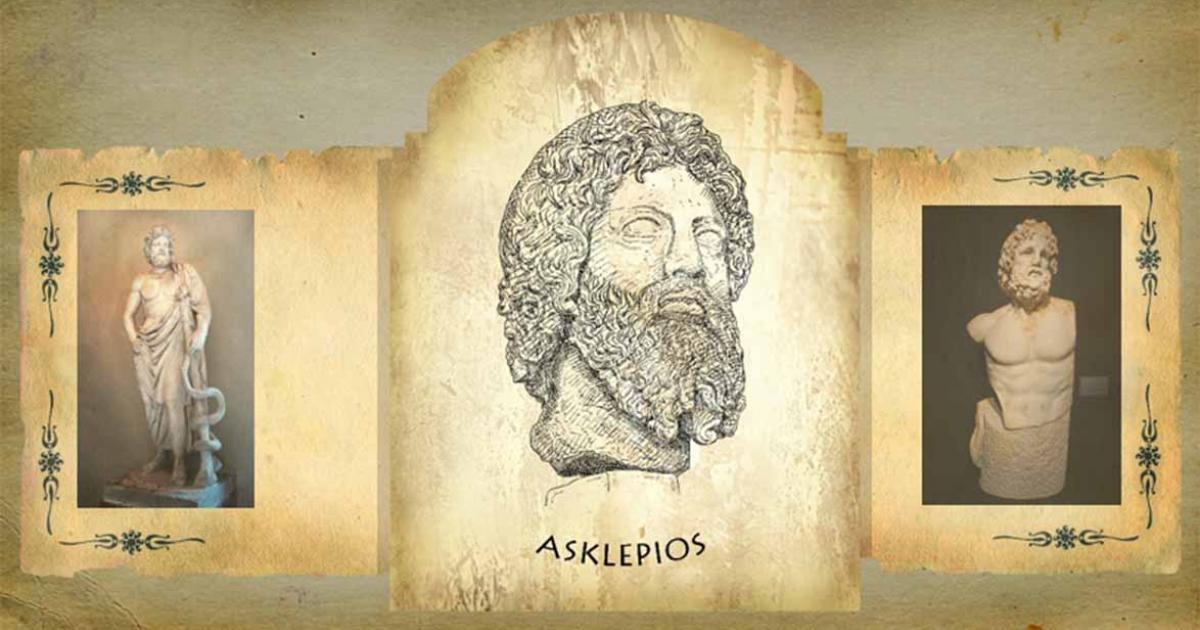 Scroll of Asclepius with an inscription. Source: Background; Alexey Pavluts / Adobe Stock, Insets; Left;CC BY-SA 3.0; Right; CC BY-SA 4.0
