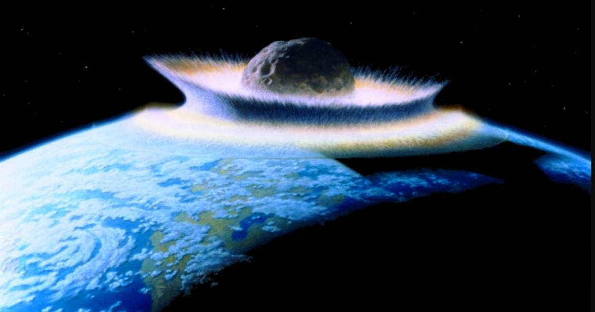 Artist’s impression of a massive space object crashing into the Earth.