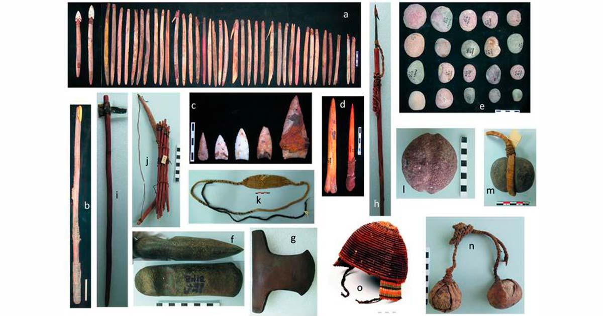 Weapons and defensive objects are evidence that show that hunter-gatherer communities in the Atacama Desert resorted to violence for conflict-solving. Source:  Standen et al., 2023, PLOS ONE/CC-BY 4.0