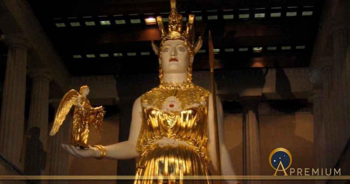 Detail of a recreation of Athena Parthenos at Nashville Parthenon, Tennessee, USA. Source: Lucas Livingston / CC BY 2.0